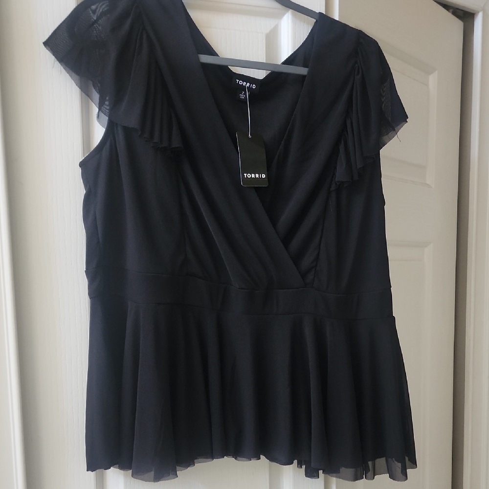 Torrid Black Ruffled Blouse